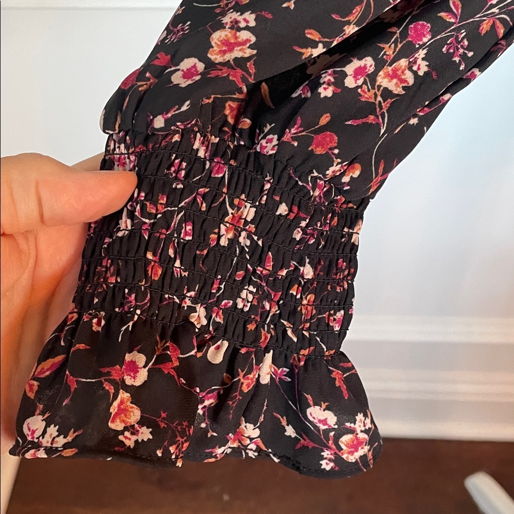 OPHELIA ROE Smocked High-Neck Black Floral Blouse Size 1X - Picture 6 of 10